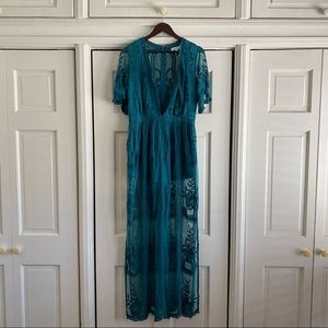 Teal Lace Maxi Dress